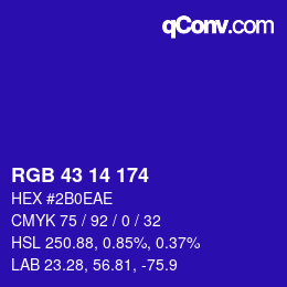 Color code: RGB 43 14 174 | qconv.com