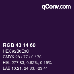 Color code: RGB 43 14 60 | qconv.com