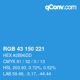 Color code: RGB 43 150 221 | qconv.com