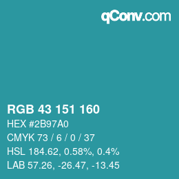 Color code: RGB 43 151 160 | qconv.com