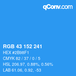 カラーコード: RGB 43 152 241 | qconv.com