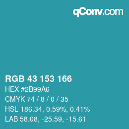 颜色代码: RGB 43 153 166 | qconv.com