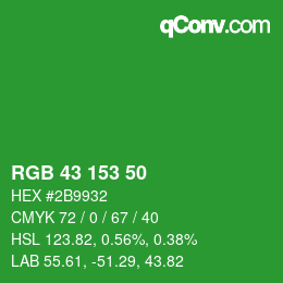 Color code: RGB 43 153 50 | qconv.com