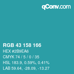 カラーコード: RGB 43 158 166 | qconv.com