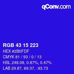 Color code: RGB 43 15 223 | qconv.com
