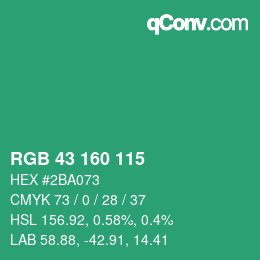Color code: RGB 43 160 115 | qconv.com