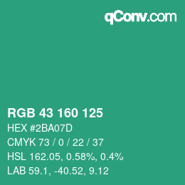 Color code: RGB 43 160 125 | qconv.com