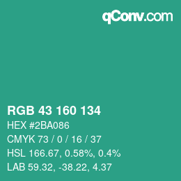 Color code: RGB 43 160 134 | qconv.com