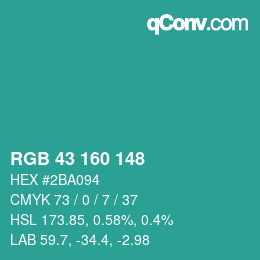 Color code: RGB 43 160 148 | qconv.com