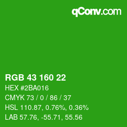 Color code: RGB 43 160 22 | qconv.com