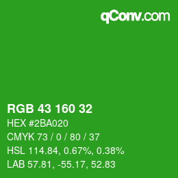 Color code: RGB 43 160 32 | qconv.com