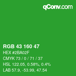 Color code: RGB 43 160 47 | qconv.com