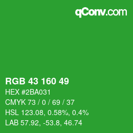 Color code: RGB 43 160 49 | qconv.com