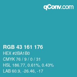 Farbcode: RGB 43 161 176 | qconv.com