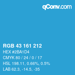 Farbcode: RGB 43 161 212 | qconv.com