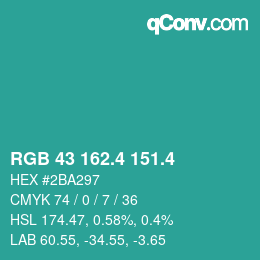カラーコード: RGB 43 162.4 151.4 | qconv.com