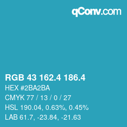 カラーコード: RGB 43 162.4 186.4 | qconv.com
