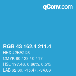 カラーコード: RGB 43 162.4 211.4 | qconv.com
