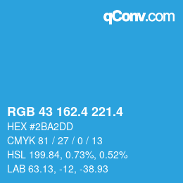 カラーコード: RGB 43 162.4 221.4 | qconv.com