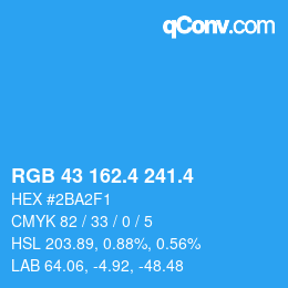 カラーコード: RGB 43 162.4 241.4 | qconv.com