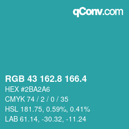 カラーコード: RGB 43 162.8 166.4 | qconv.com