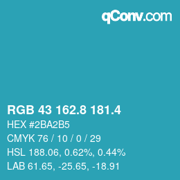 カラーコード: RGB 43 162.8 181.4 | qconv.com