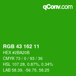 Color code: RGB 43 162 11 | qconv.com