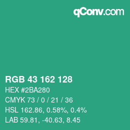 Color code: RGB 43 162 128 | qconv.com