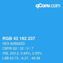 Color code: RGB 43 162 237 | qconv.com