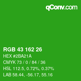 Color code: RGB 43 162 26 | qconv.com