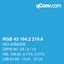 カラーコード: RGB 43 164.2 219.6 | qconv.com