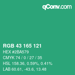 Farbcode: RGB 43 165 121 | qconv.com