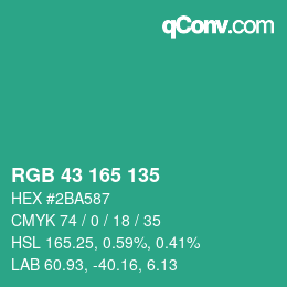 Color code: RGB 43 165 135 | qconv.com
