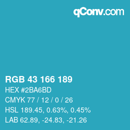 Color code: RGB 43 166 189 | qconv.com