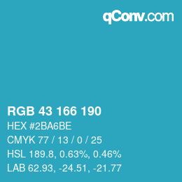 カラーコード: RGB 43 166 190 | qconv.com