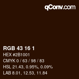 Color code: RGB 43 16 1 | qconv.com