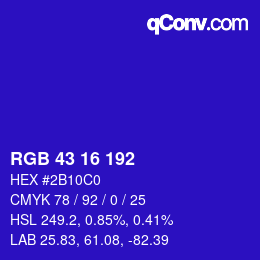 Color code: RGB 43 16 192 | qconv.com