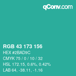 Color code: RGB 43 173 156 | qconv.com