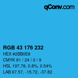 Color code: RGB 43 176 232 | qconv.com