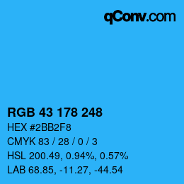 Color code: RGB 43 178 248 | qconv.com