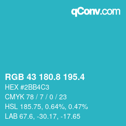 カラーコード: RGB 43 180.8 195.4 | qconv.com