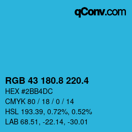 カラーコード: RGB 43 180.8 220.4 | qconv.com