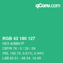 Color code: RGB 43 180 127 | qconv.com