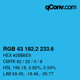 カラーコード: RGB 43 182.2 233.6 | qconv.com