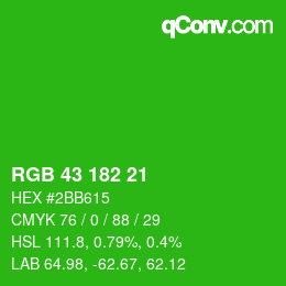 Color code: RGB 43 182 21 | qconv.com