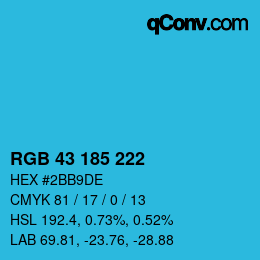 カラーコード: RGB 43 185 222 | qconv.com