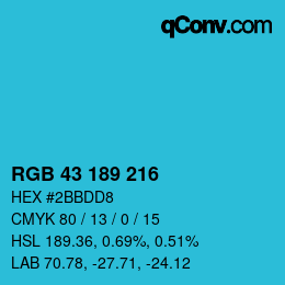 Color code: RGB 43 189 216 | qconv.com