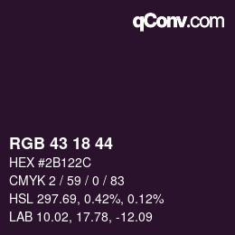颜色代码: RGB 43 18 44 | qconv.com