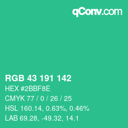 Color code: RGB 43 191 142 | qconv.com