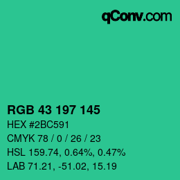 Color code: RGB 43 197 145 | qconv.com